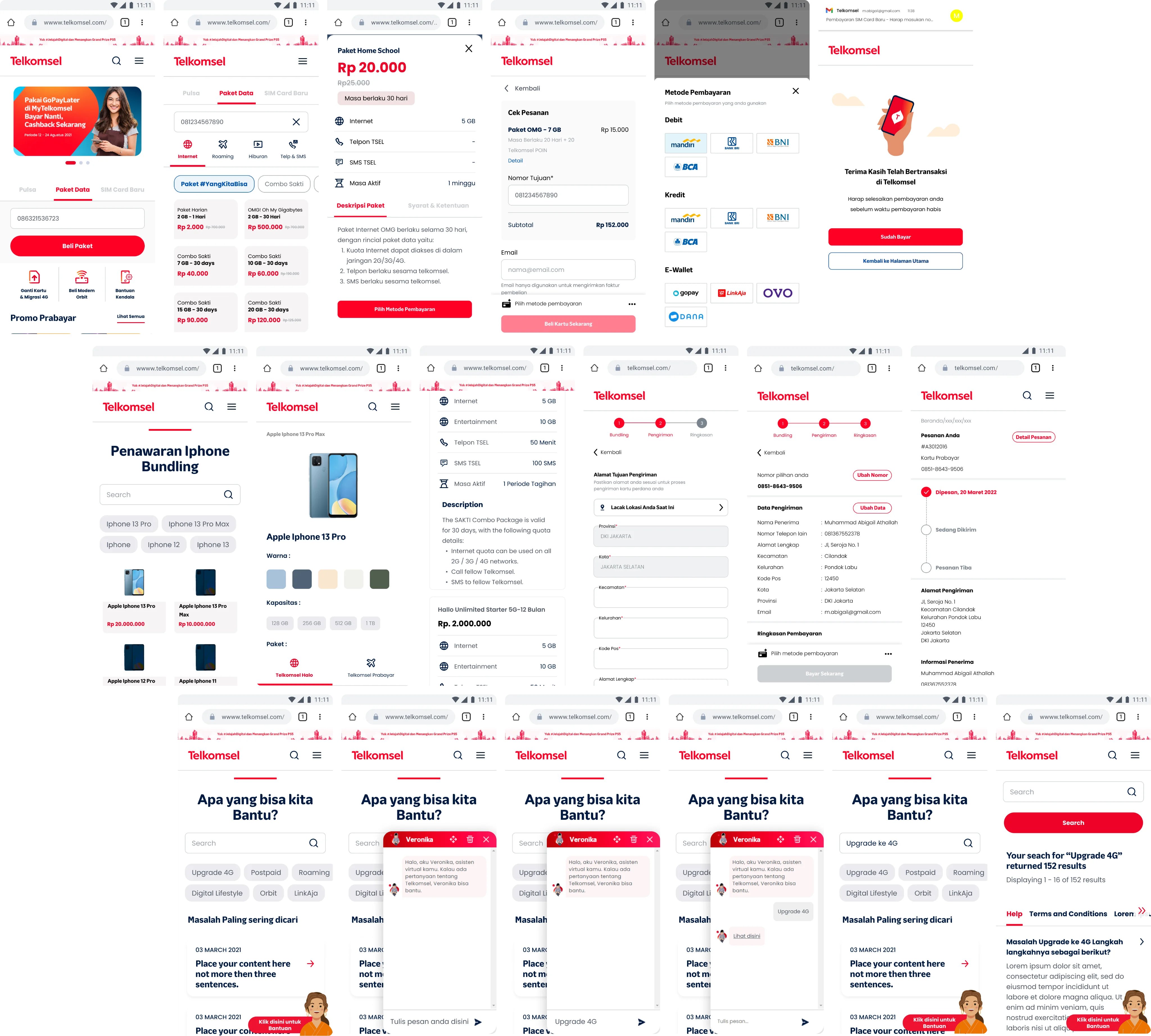 Telkomsel High-Fidelity Mobile and Desktop UI Screens